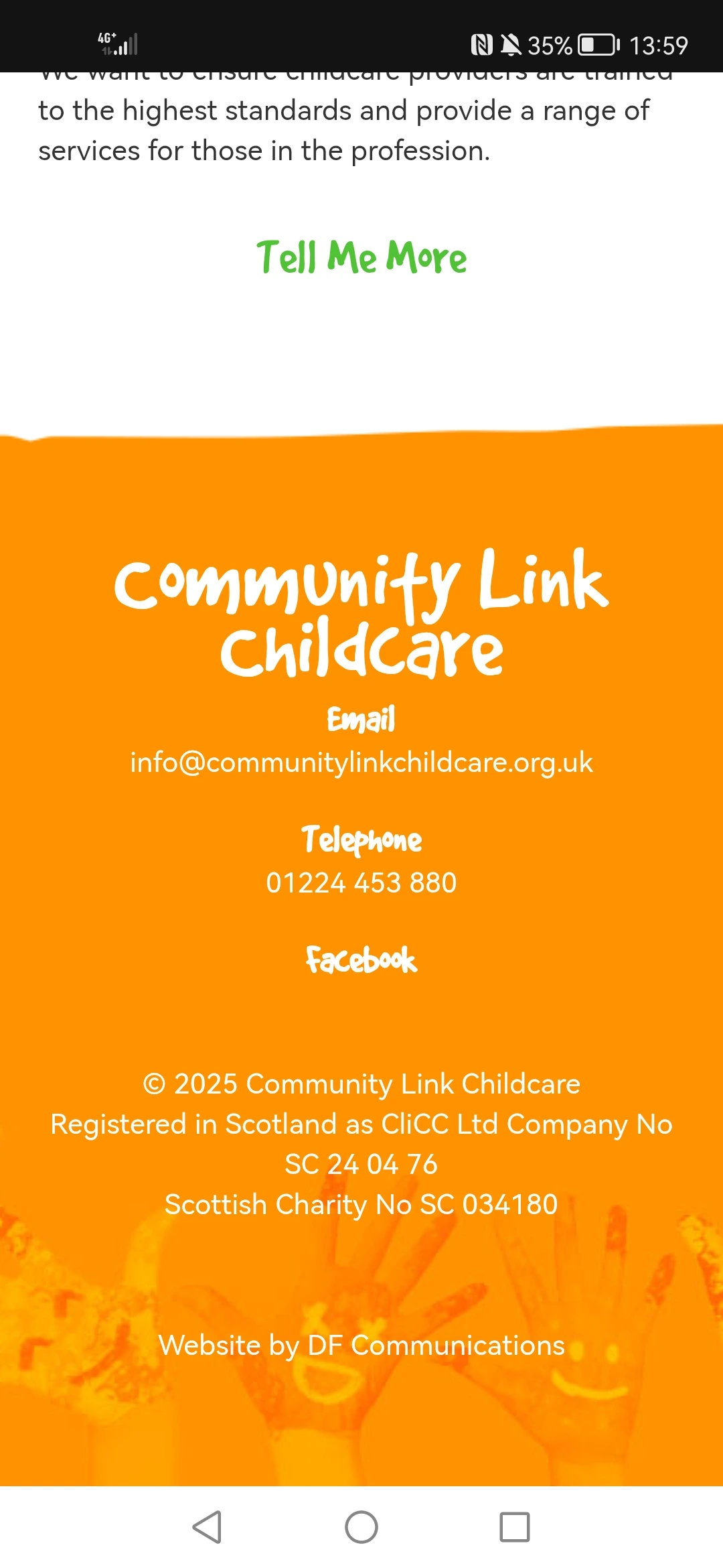 Mobile version of footer in homepage for clicc