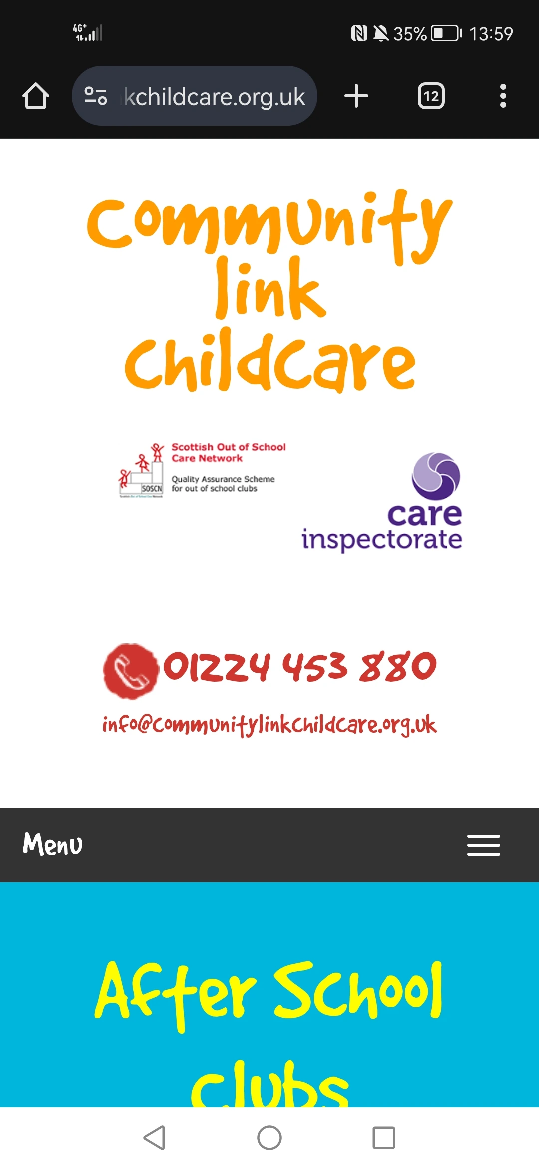 Mobile version of the hero section in the clicc website